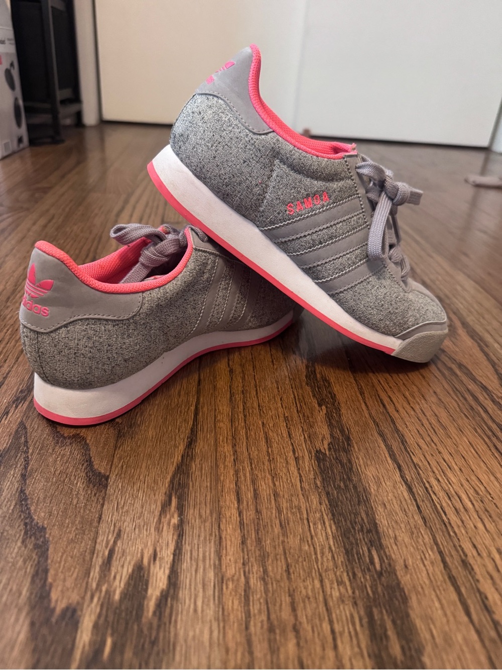 adidas women’s Gray and Pink Samoa Athletic Sneakers
